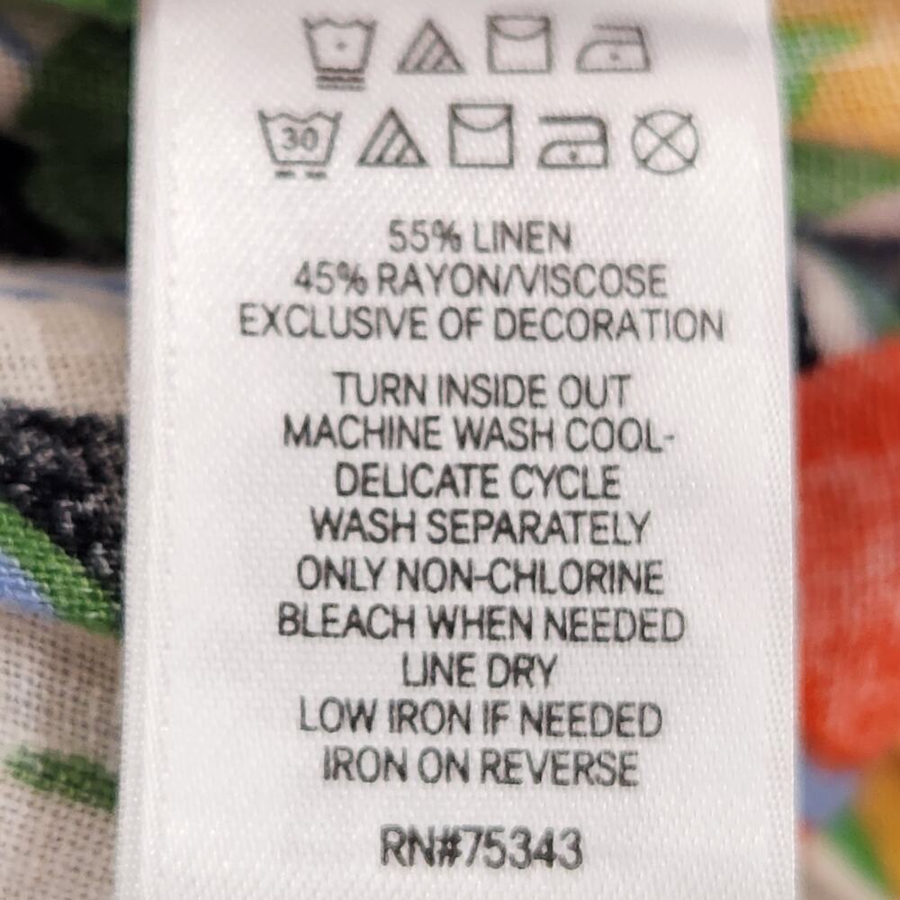 C&C California Black Linen Blend Tropical Wide Leg Pull on Crop Pants Women's M - Picture 3 of 8